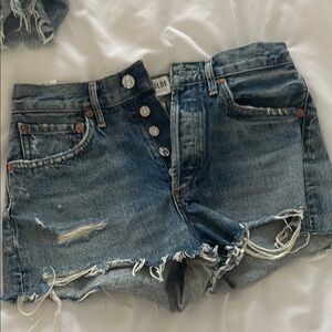 Agolde Blue NWOT Distressed Jean Shorts with Frayed Hem